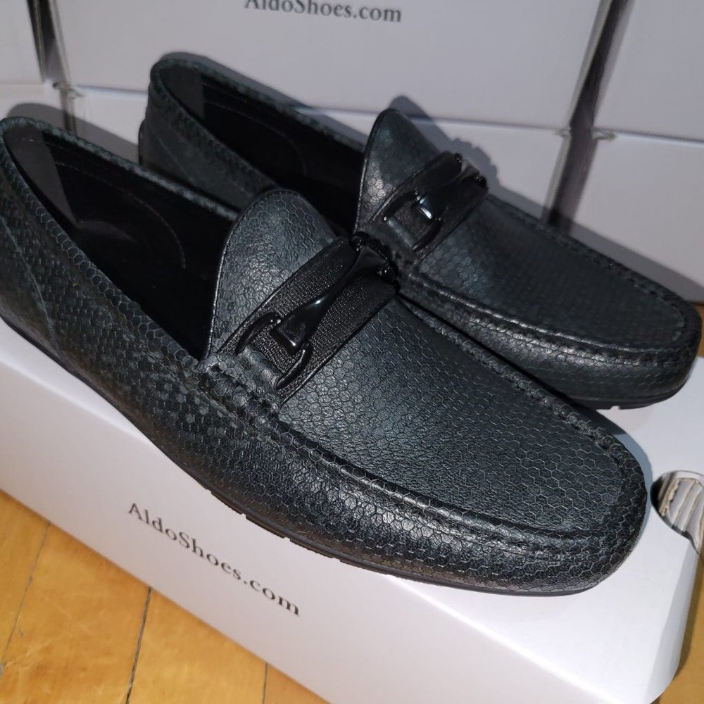 Aldo Black Textured Loafers